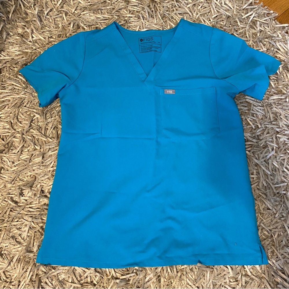 FIGS teal One Pocket Scrub Top
